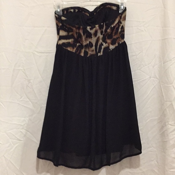 Wet Seal XS Mini halter dress Black Leopard print - Picture 2 of 8